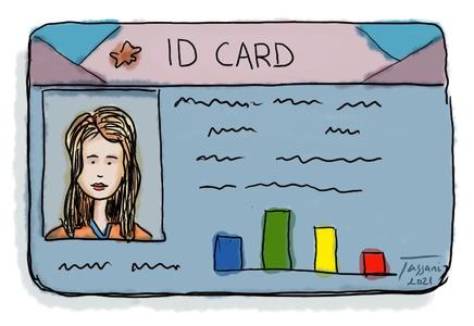 An ID card with the colour profile on top